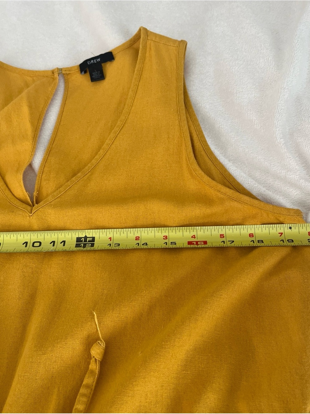 DREW by Anthropology Linen Minimalist Jumpsuit Pockets Drawstring Lrg Mustard - Picture 10 of 16